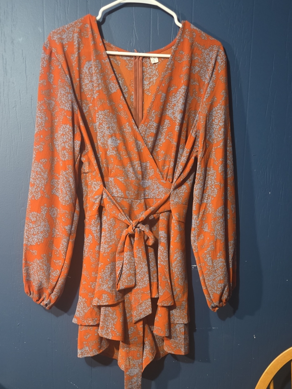 Floral Wrap Romper - Rust Orange